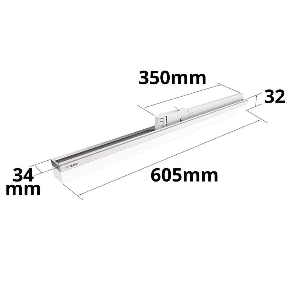 ISOLED 3-Phasen Linearleuchte 600mm 20W 110° weiß matt 3000K