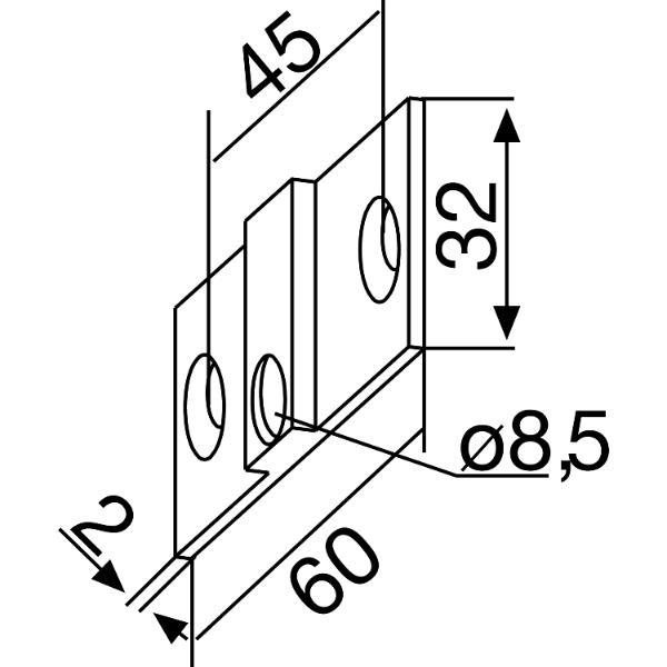 DORMA-Glas Befestigungslaschen zu DORMA-Glas PT30, Aluminium silber eloxiert