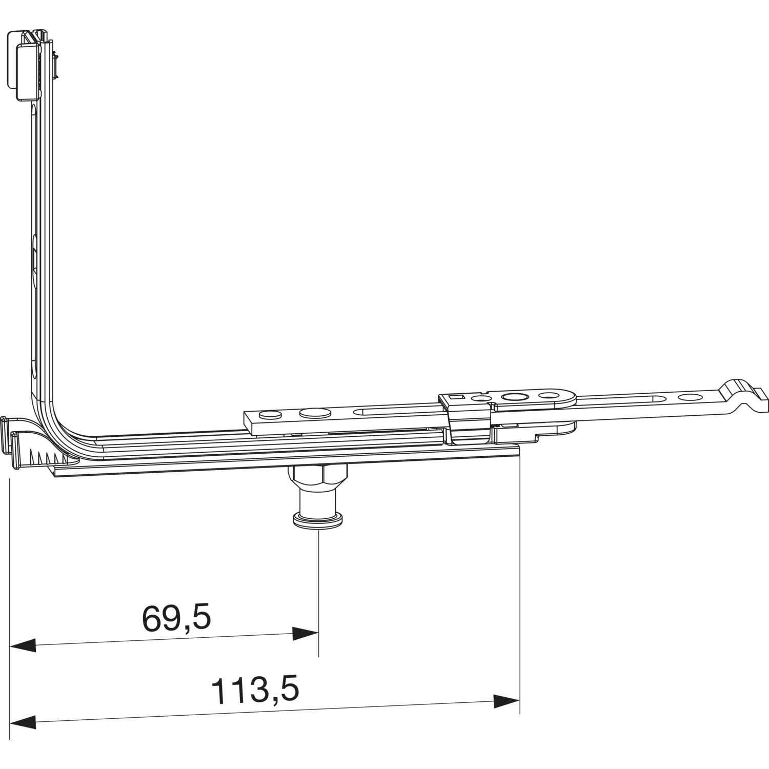 Maco #210561 MACO MM Eckumlenkung für Bodenschwelle 14L, FFB 260-1800 mm, silber (210561)