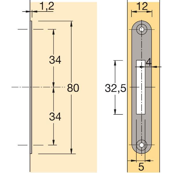 Hettich Prestige 2000 Schließblech Typ 8012 Stahl vernickelt