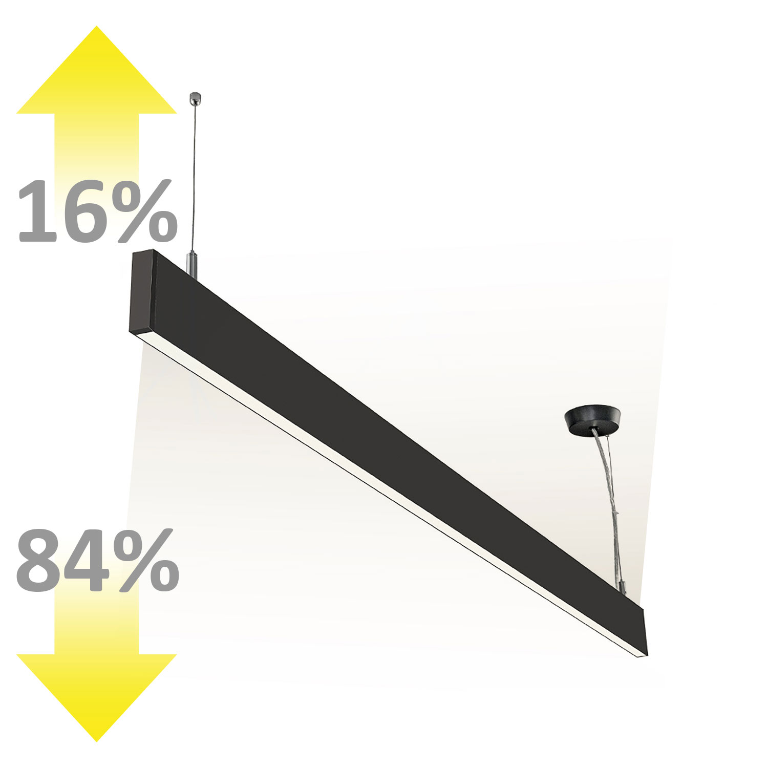 ISOLED LED Hängeleuchte Linear Up&Down 1200 40W prismatisch linear- u. 90° verbindbar schwarz warmwe