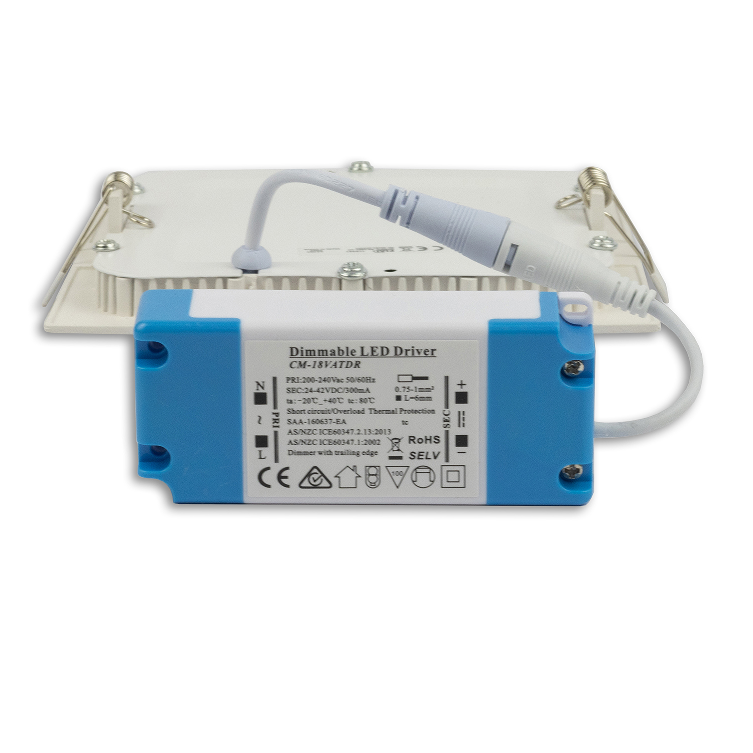 ISOLED LED Downlight 9W eckig ultraflach blendungsreduziert weiß neutralweiß dimmbar CRI90