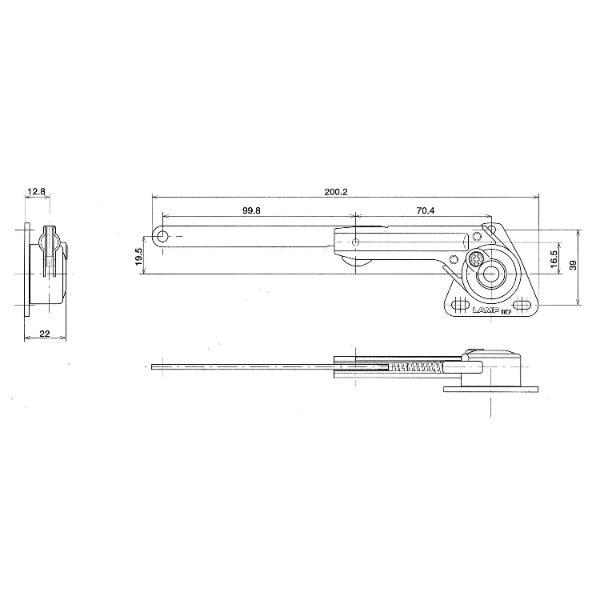 Lamp® Hochstellstütze NSDX 35, LINKS, Öffnungswinkel 80°-90°-100°,FE vernickelt