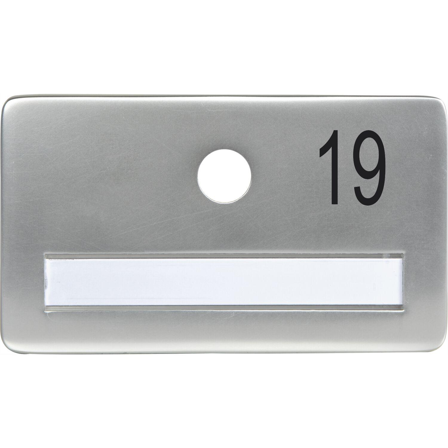 SOLIDO Namensschild ohne Spion, Bohrung ø 14, Alu silber eloxiert, Gravur Nr. 19