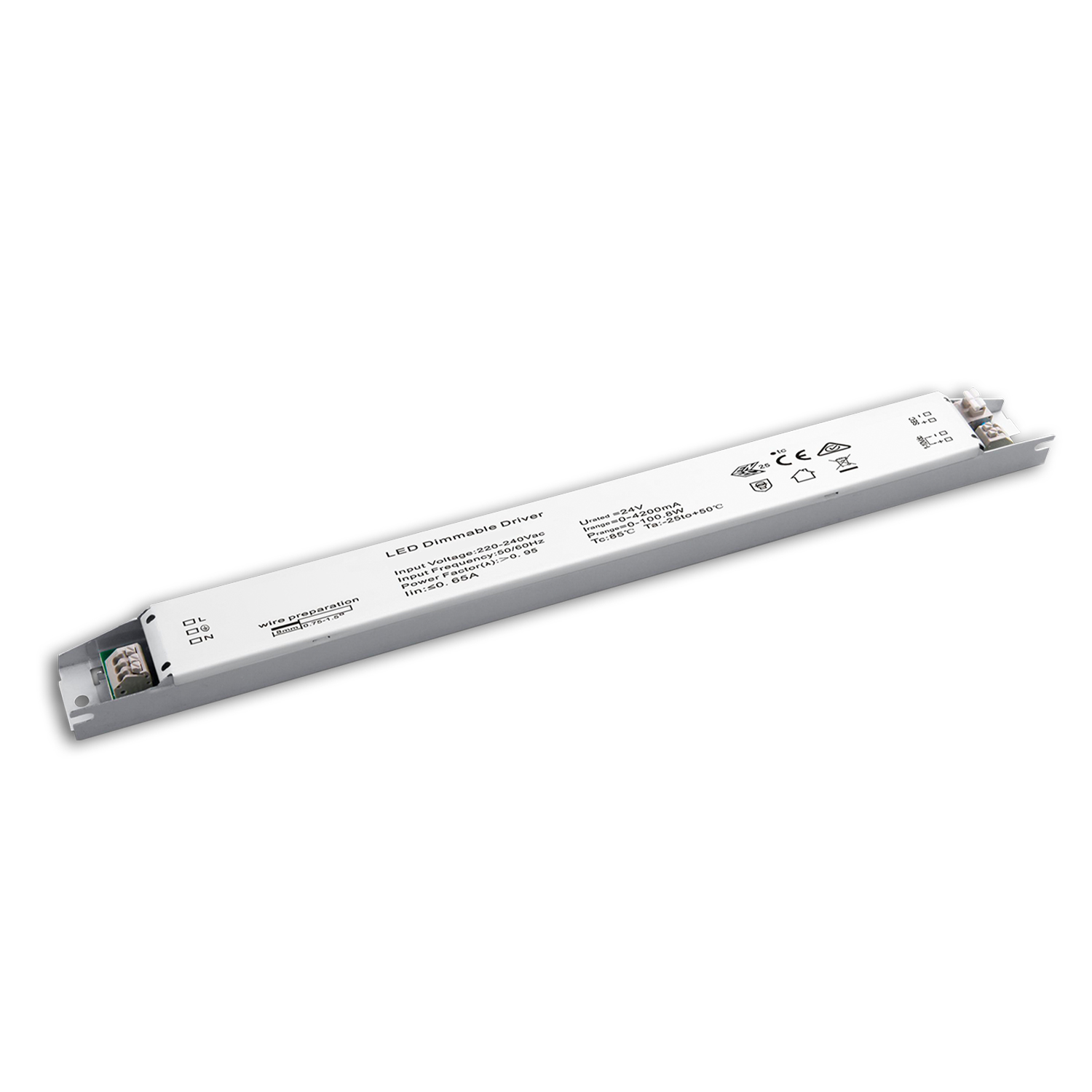 ISOLED LED PWM-Leuchten-Trafo 24V/DC 0-100W 1-10V dimmbar SELV flach schmal