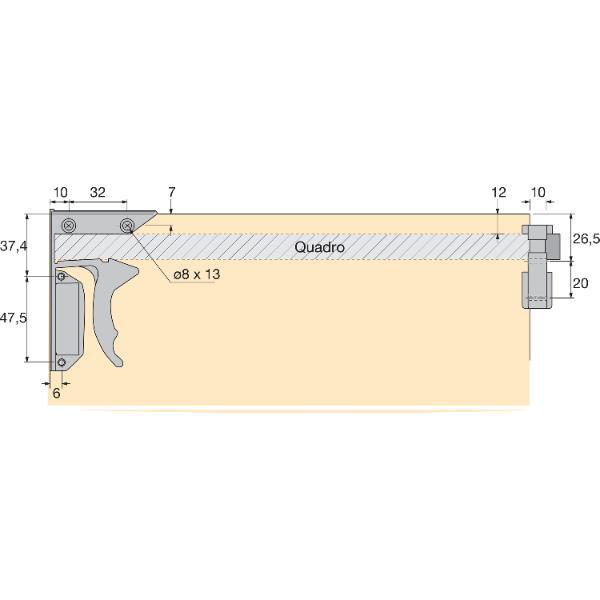 Hettich QUADRO Kupplungsteil für Führungssystem Tablarböden 75808 KS schwarz