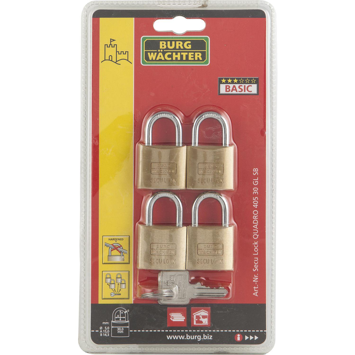 Burg-Wächter Vorhangschloss-Set 405 Quadro gleichsperrend, 30 mm