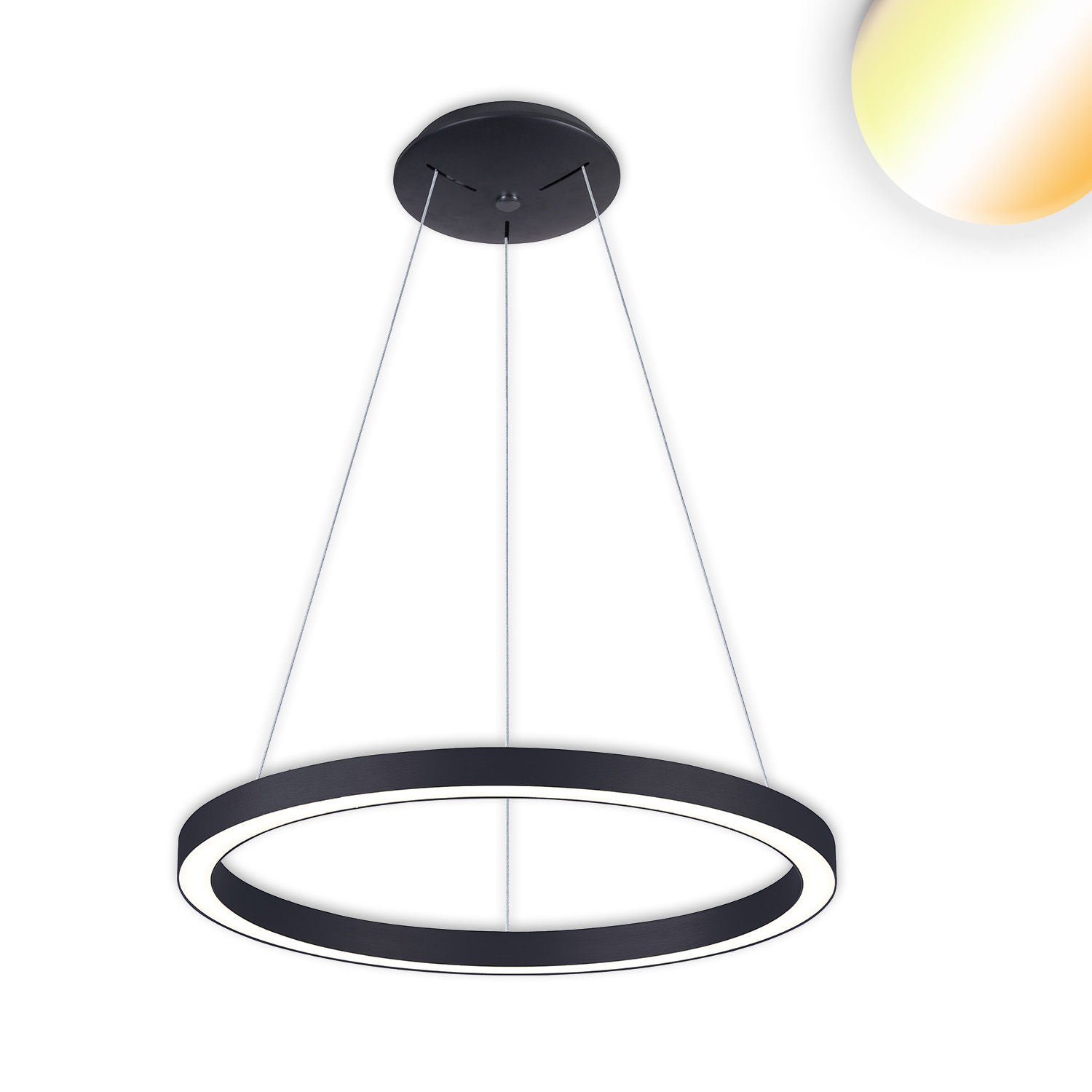 ISOLED LED Hängeleuchte Circle 580 schwarz 48W rund ColorSwitch 3000|3500|4000K dimmbar