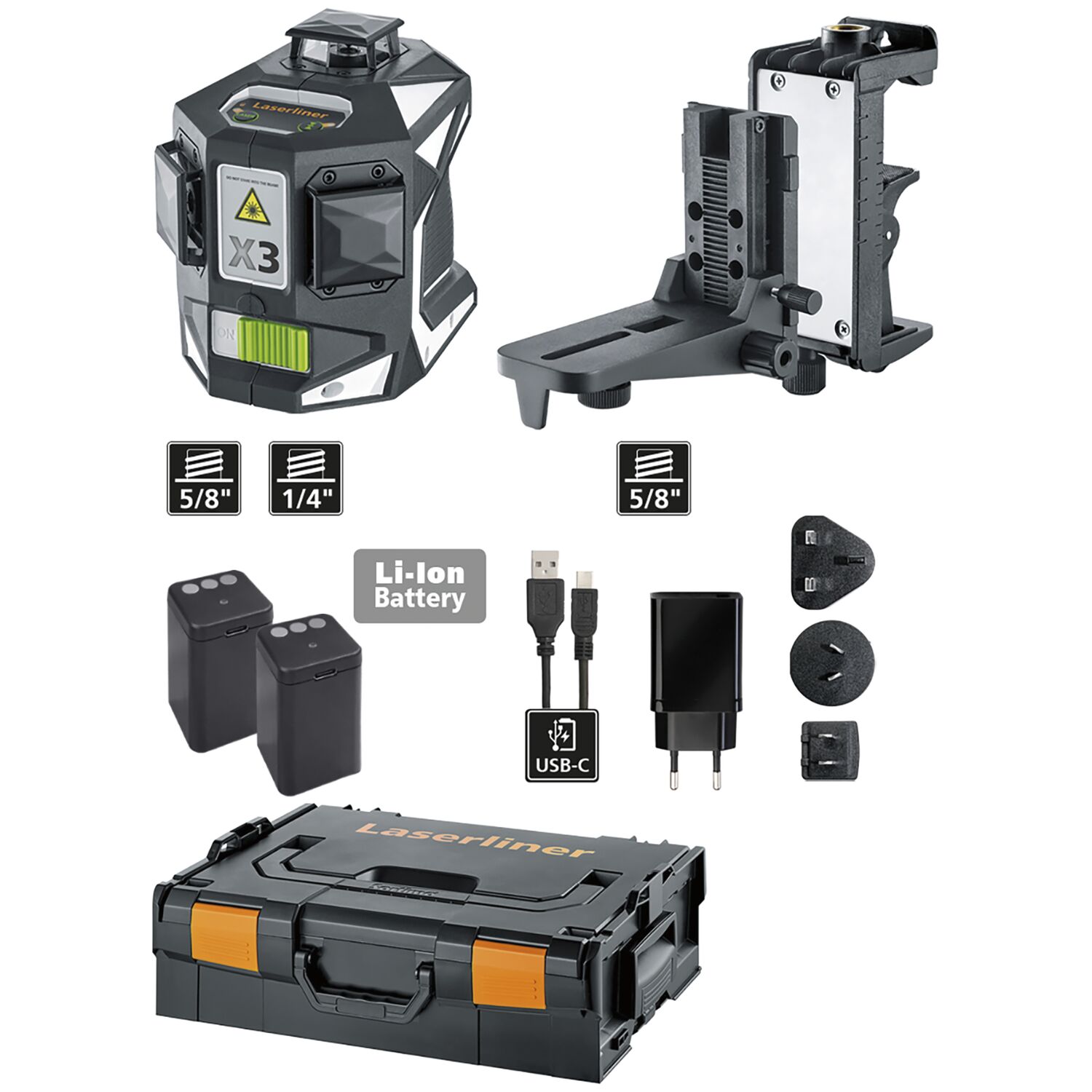 Laserliner Kreuzlinienlaser X3-Laser Pro 3,7 V 4,5 Ah (IEC) Li-Ion