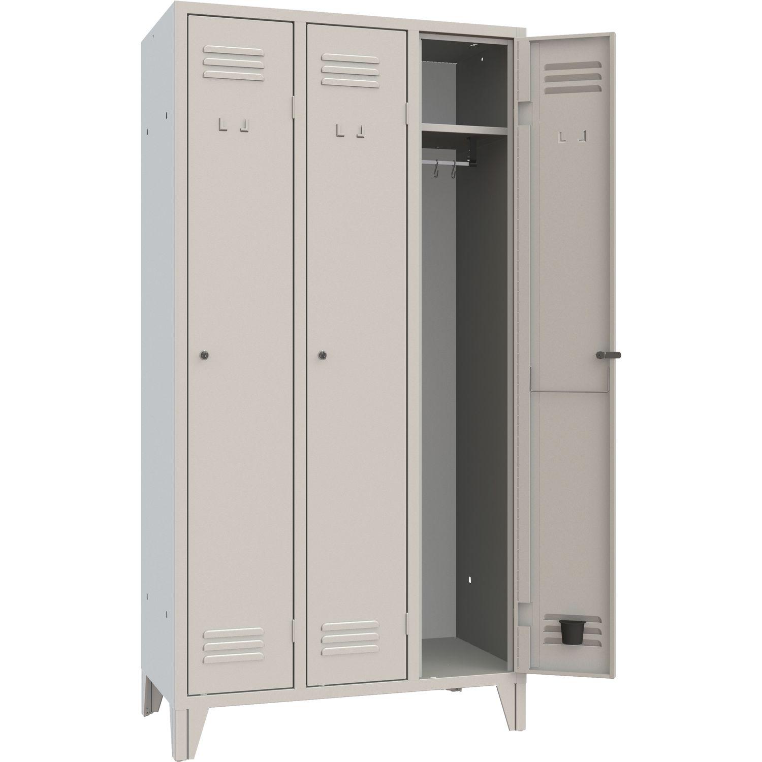 Garderobenschrank Abteilanzahl 3 RAL7035