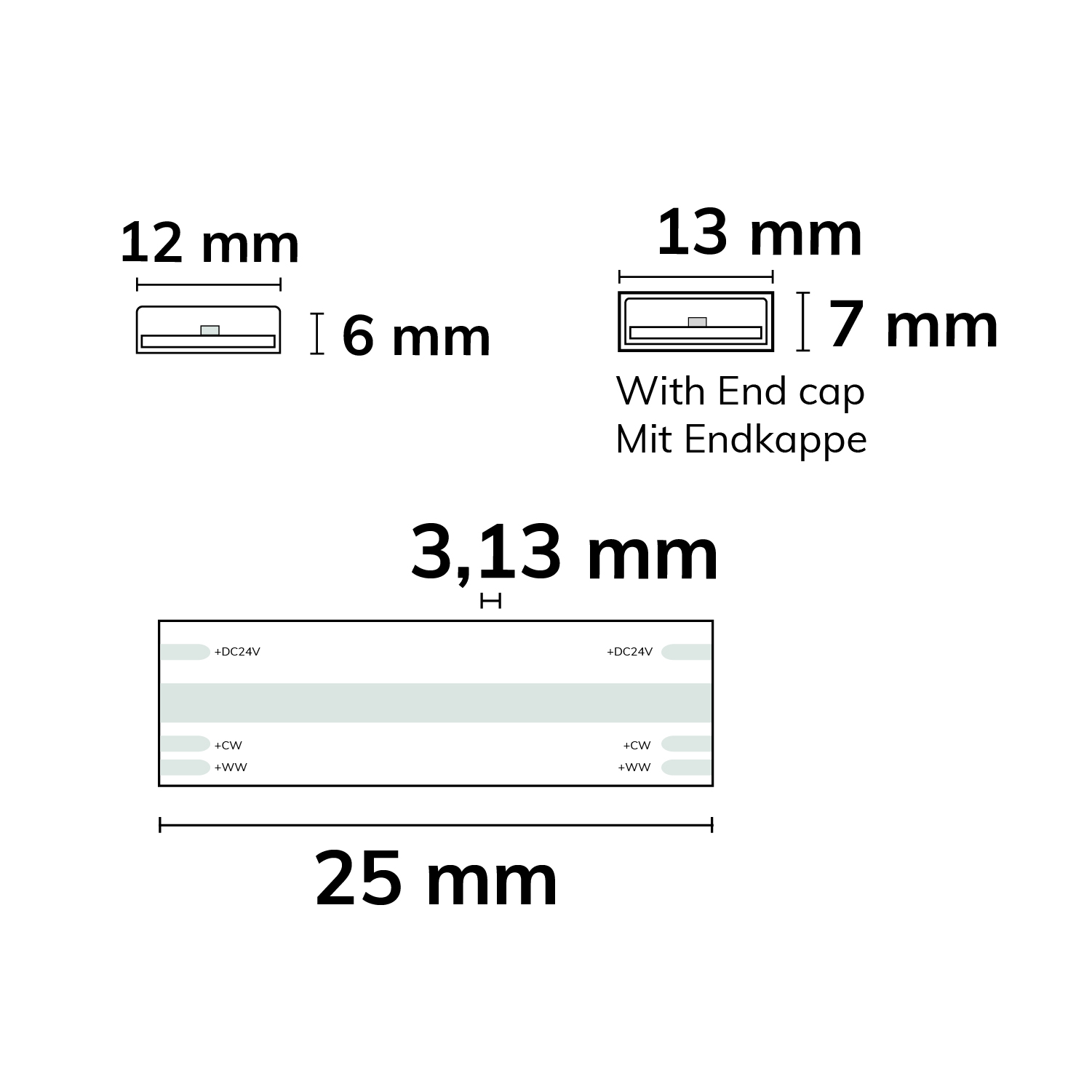 ISOLED LED HT927/960 CCT Flexband für bis zu 100°C Umgebung 24V DC 10W|10W IP68 5m Rll 640 LED/m