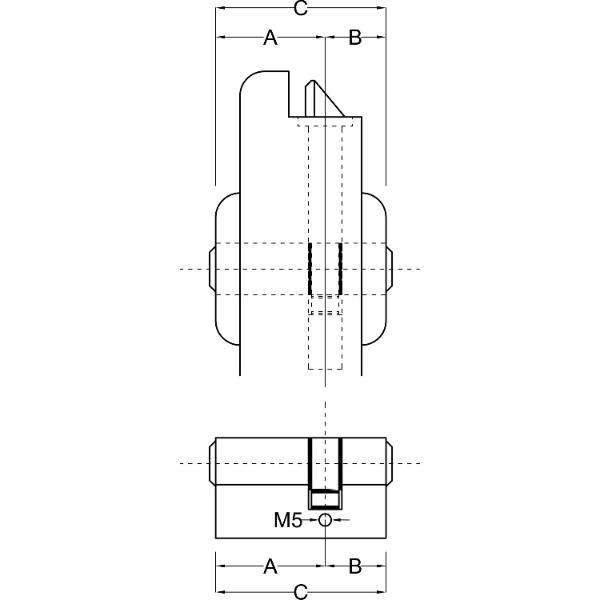BKS Industriedoppelzylinder B-59 50/50 mm verschiedensperrend Messing vernickelt
