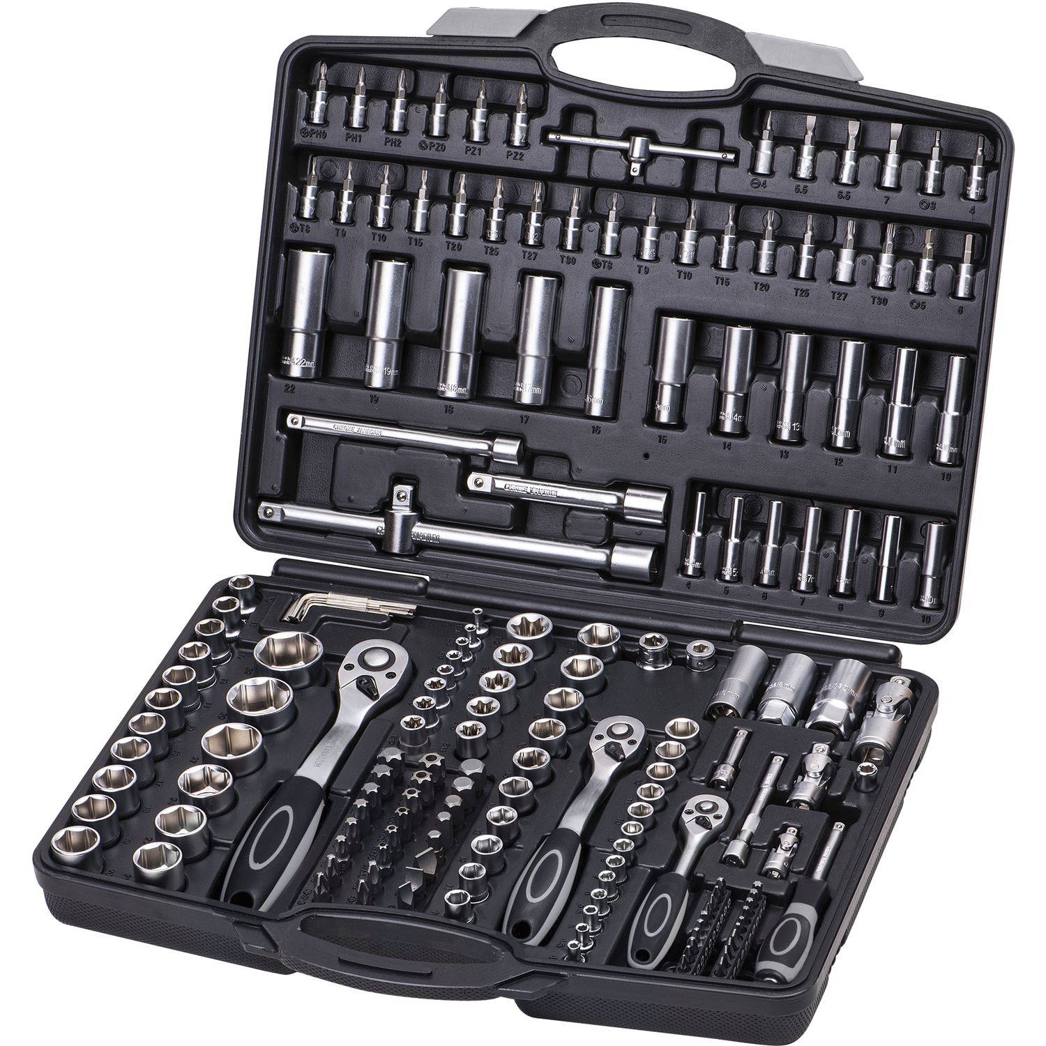 WGB Steckschlüssel-Satz 3983 1/4" + 3/8" + 1/2" mit Umschaltknarren 171-teilig
