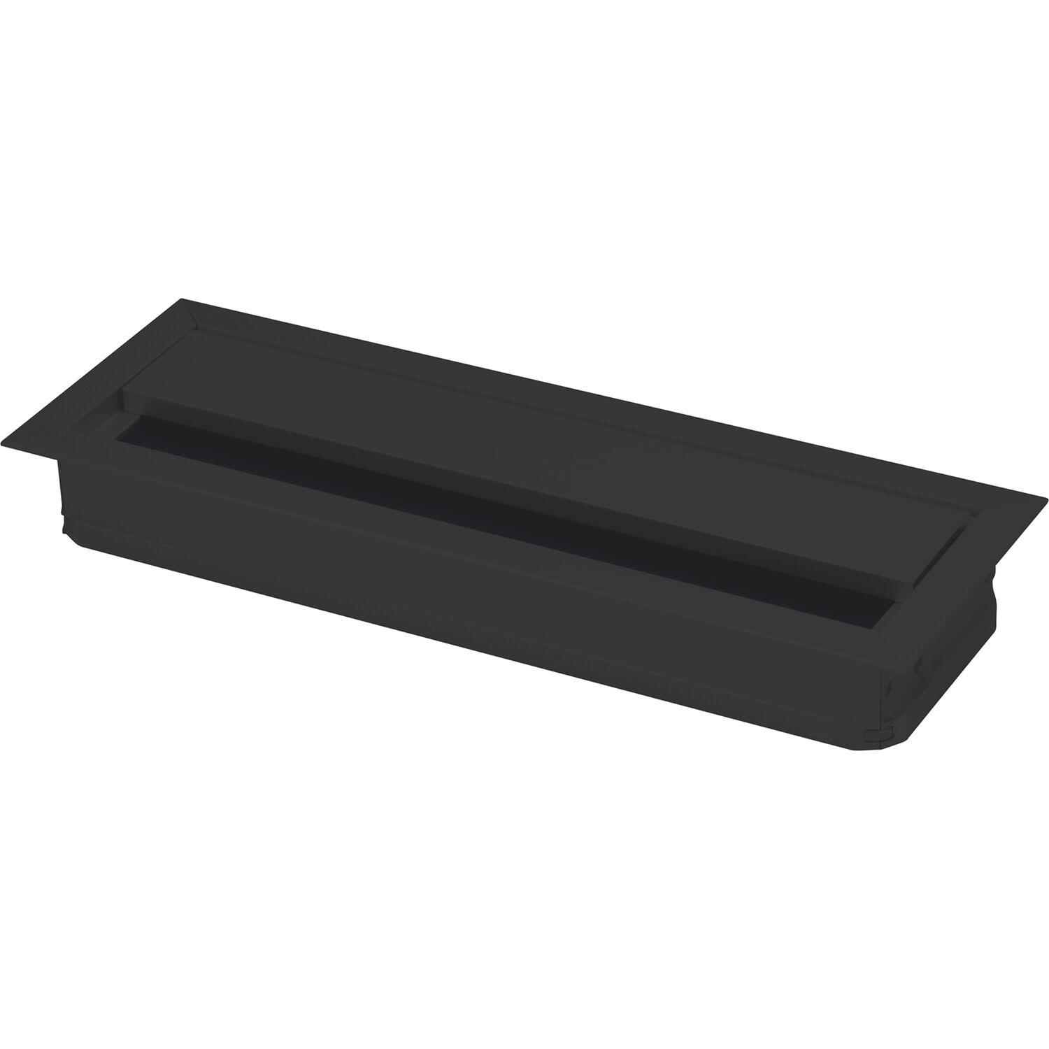Kabeldurchgang eckig mit Staubschutzbürste, 120x70x25mm, Alu schwarz RAL 9005