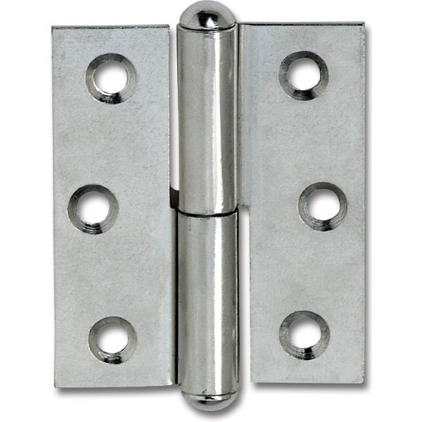 Möbelband gerade - Halbrundkopf rechts, 50x40 mm, Stahl vernickelt