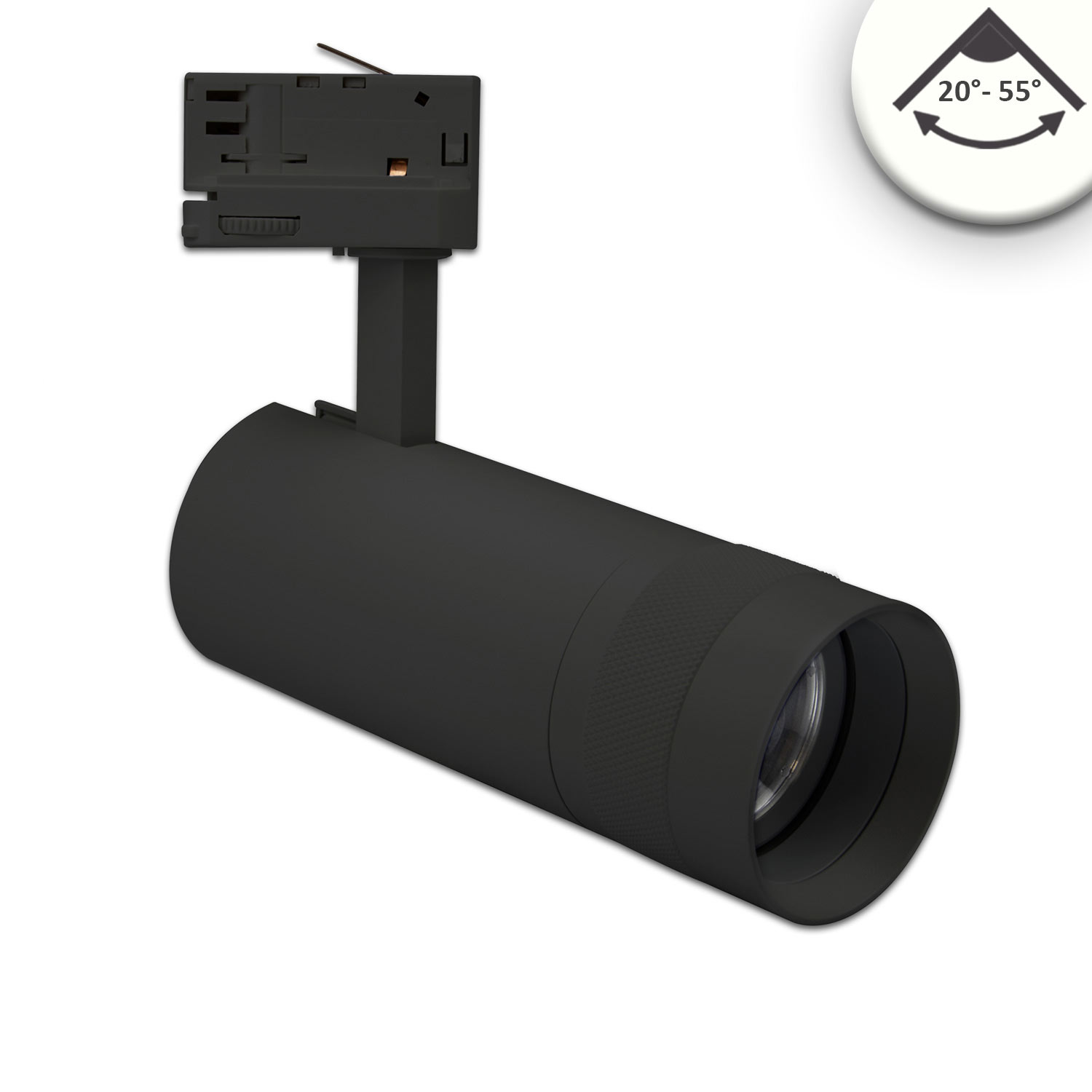 ISOLED 3-Phasen Schienen-Strahler fokussierbar 24W 20°-55° schwarz matt 4000K