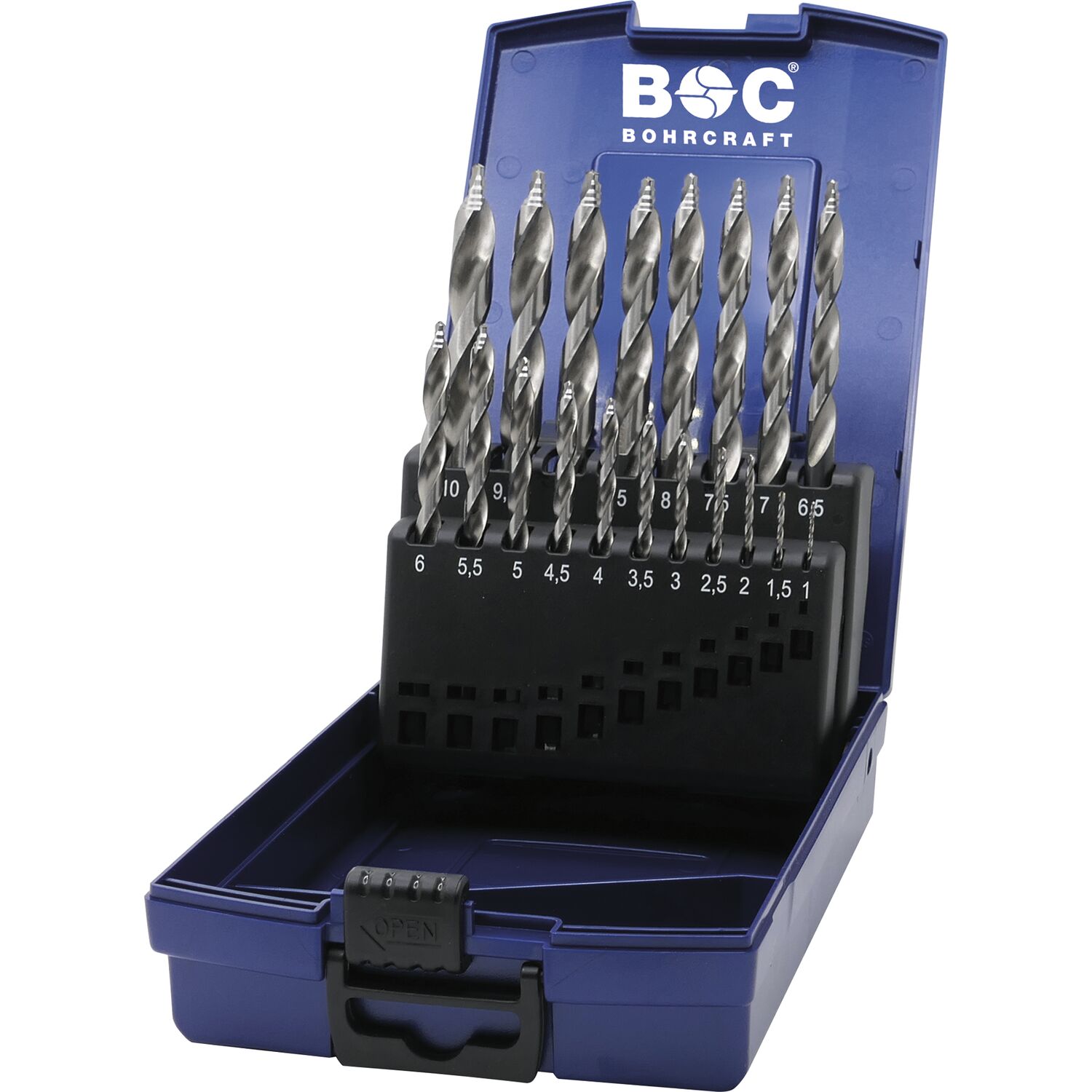 Bohrcraft Bohrer-Kassette Turbo Step KG13 DIN338 HSS-G ø 1-10 mm 19-teilig