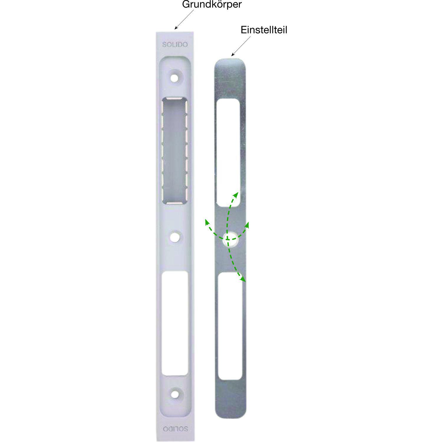 solido Schließblech 4-fach verstellbar, Polyram/Stahl ähnlich RAL9016 weiß
