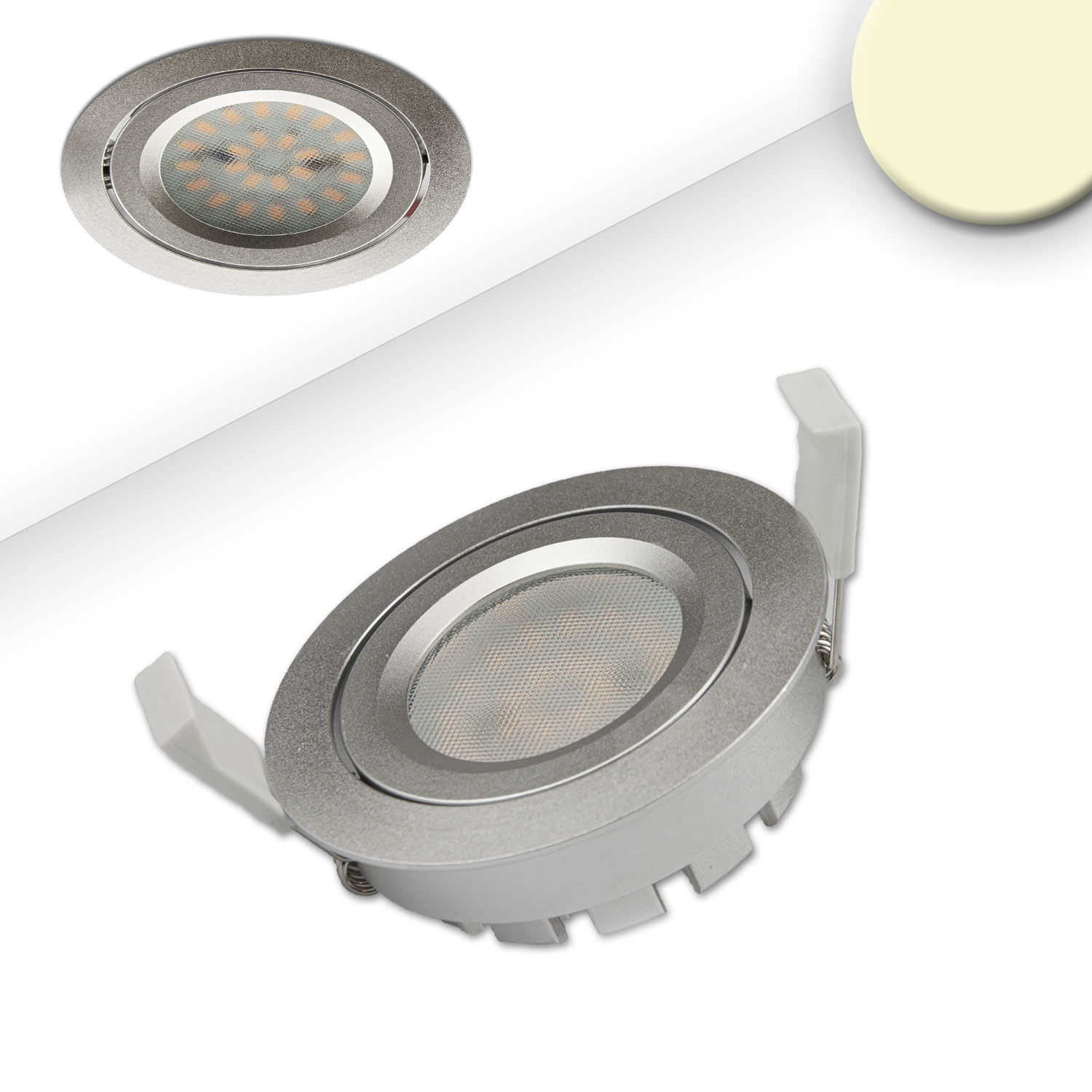 ISOLED LED Einbaustrahler silber 8W SMD 120° rund warmweiß dimmbar