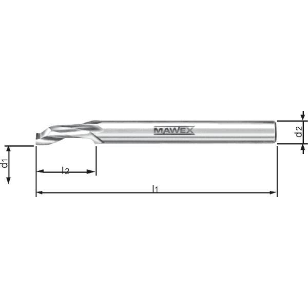 MAWEX Bohrnutenfräser HSS 9X14X80 mm einschneidig spiralig (5Stk)