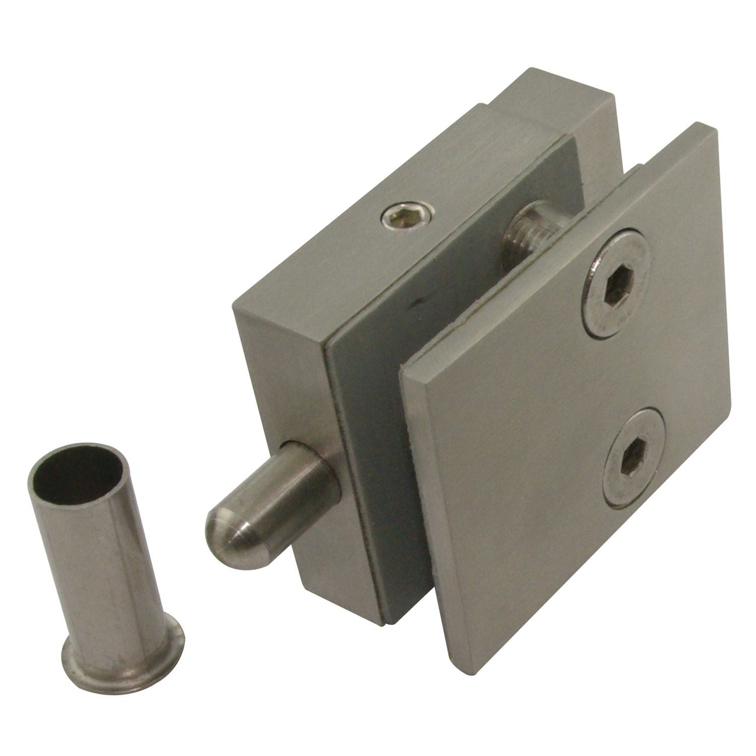 solido Glas-Feststellriegel unten, mit Bodenbuchse Gegenplatte 50 mm, Edelstahl