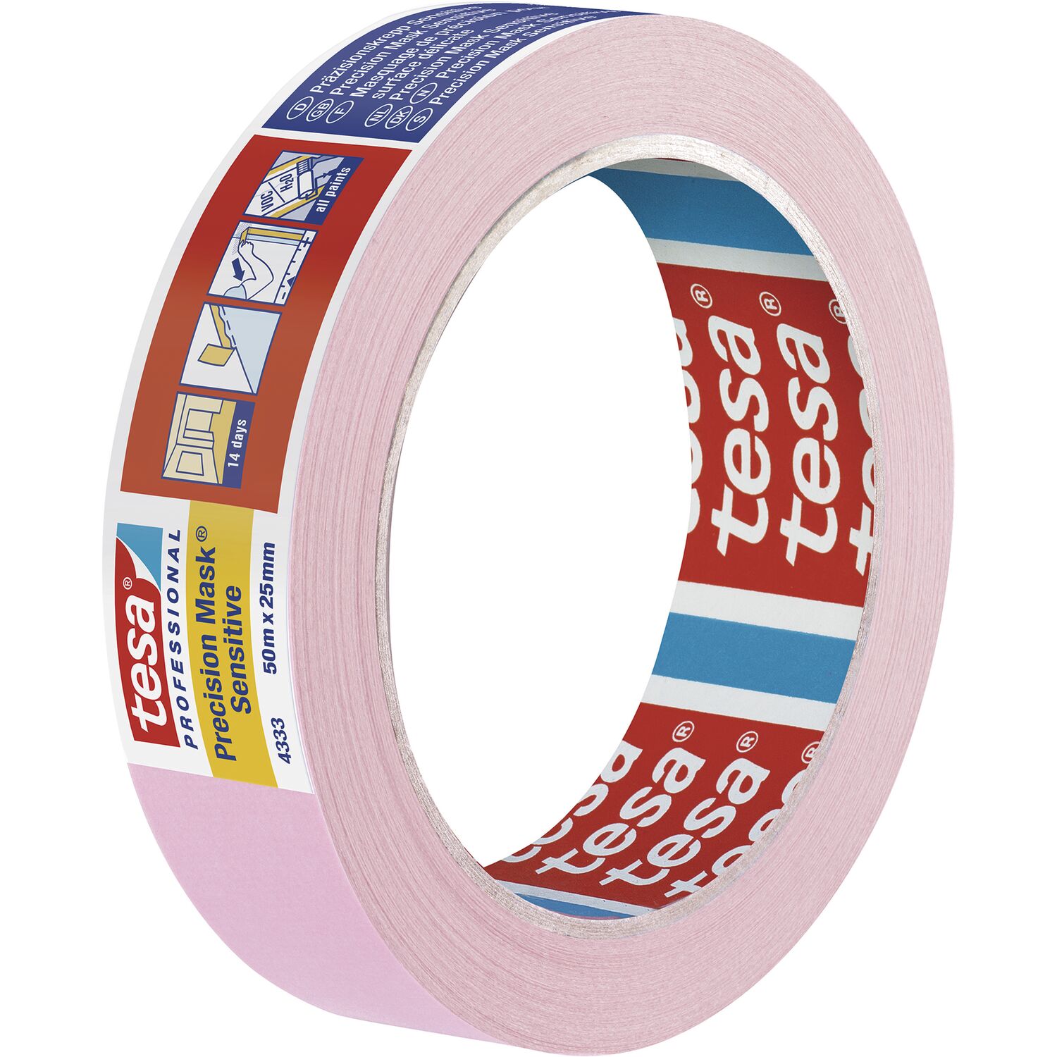 Tesa Präzisionskrepp Sensitive 4333 hellrosa 25mm x 50 Meter (6 Stück)