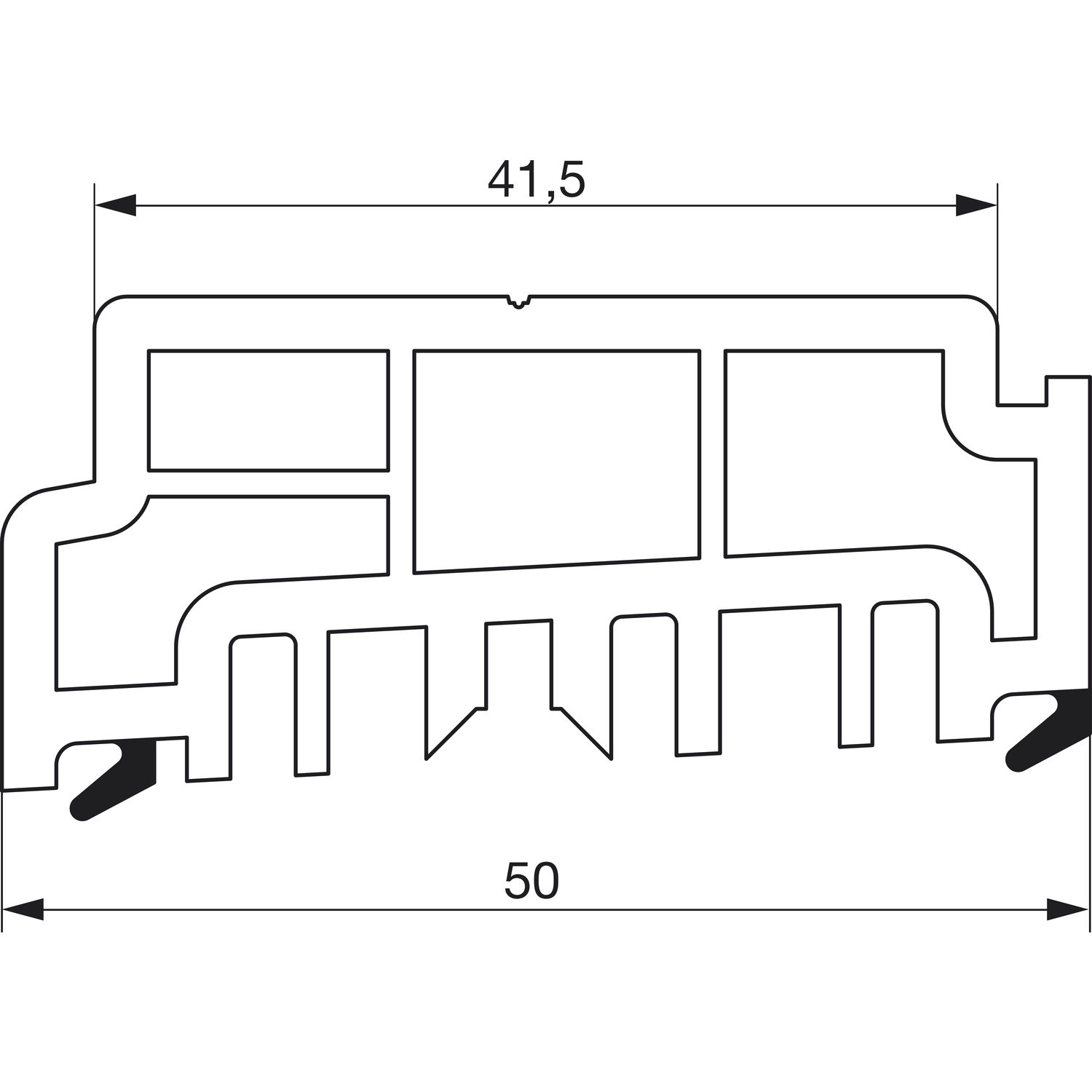 GU Thermostep/Timberstep Aufsatzschiene P1634, L=1500 mm, Kunststoff grau