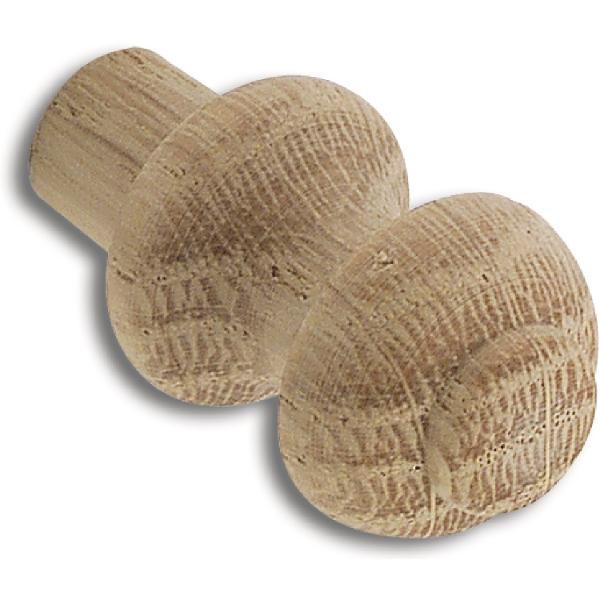 Polsterknopf ø 18 mm, Tiefe 25 mm, Zapfen ø 10 mm, Zapfenlänge 9 mm, Eiche roh