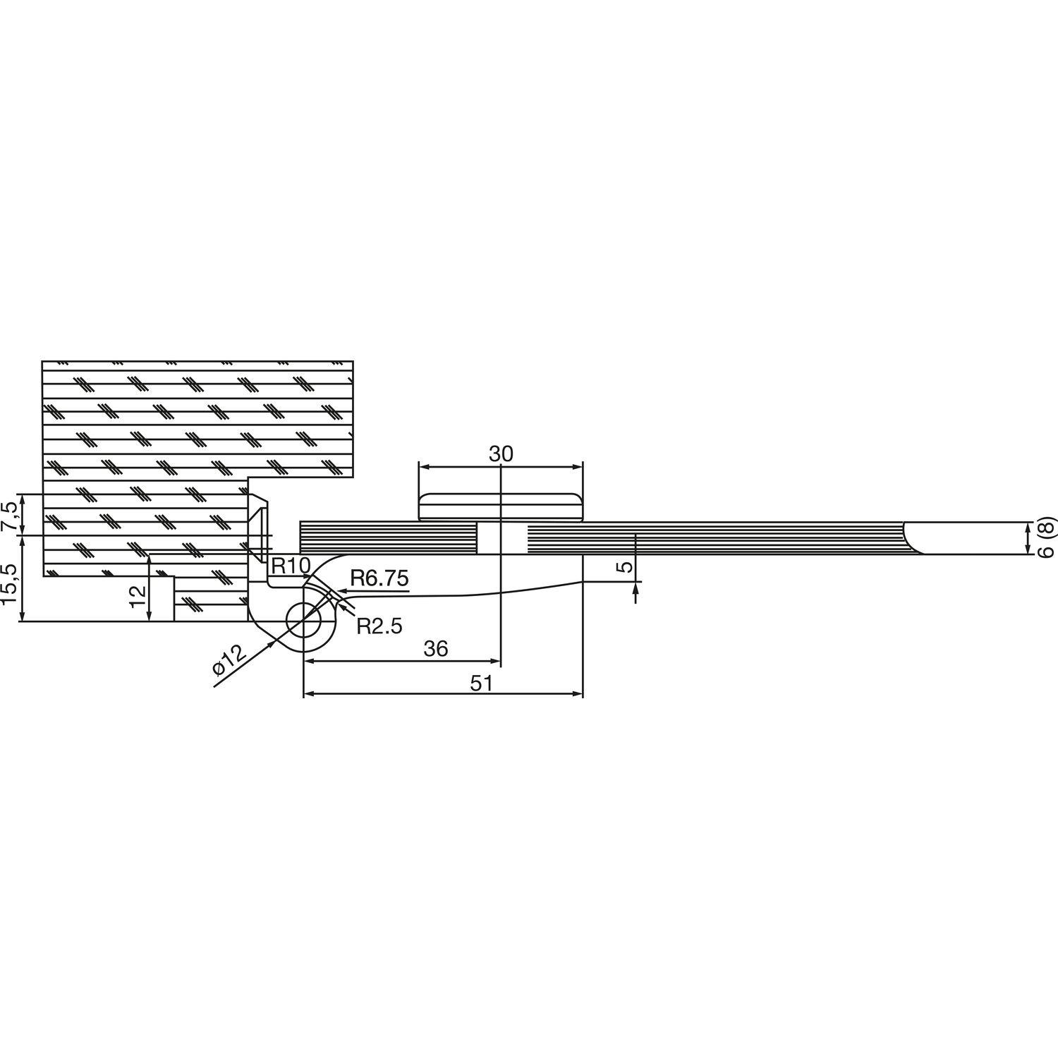 Türband f. 6 bzw. 8 mm Glastüren, (B x H): 60 x 70 mm, schwarz