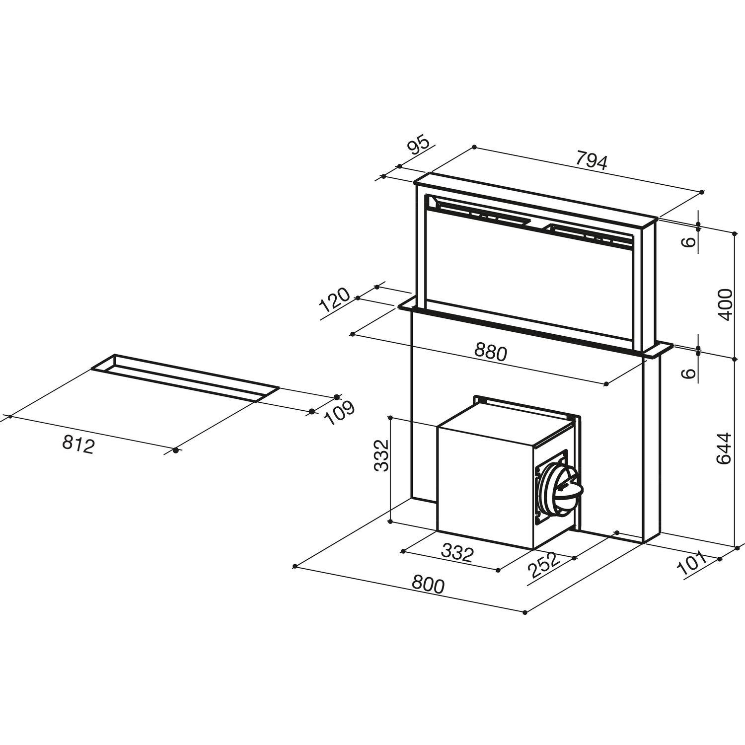 Faber ausfahrbarer Tischlüfter Fabula BK schwarz, 90 cm breit