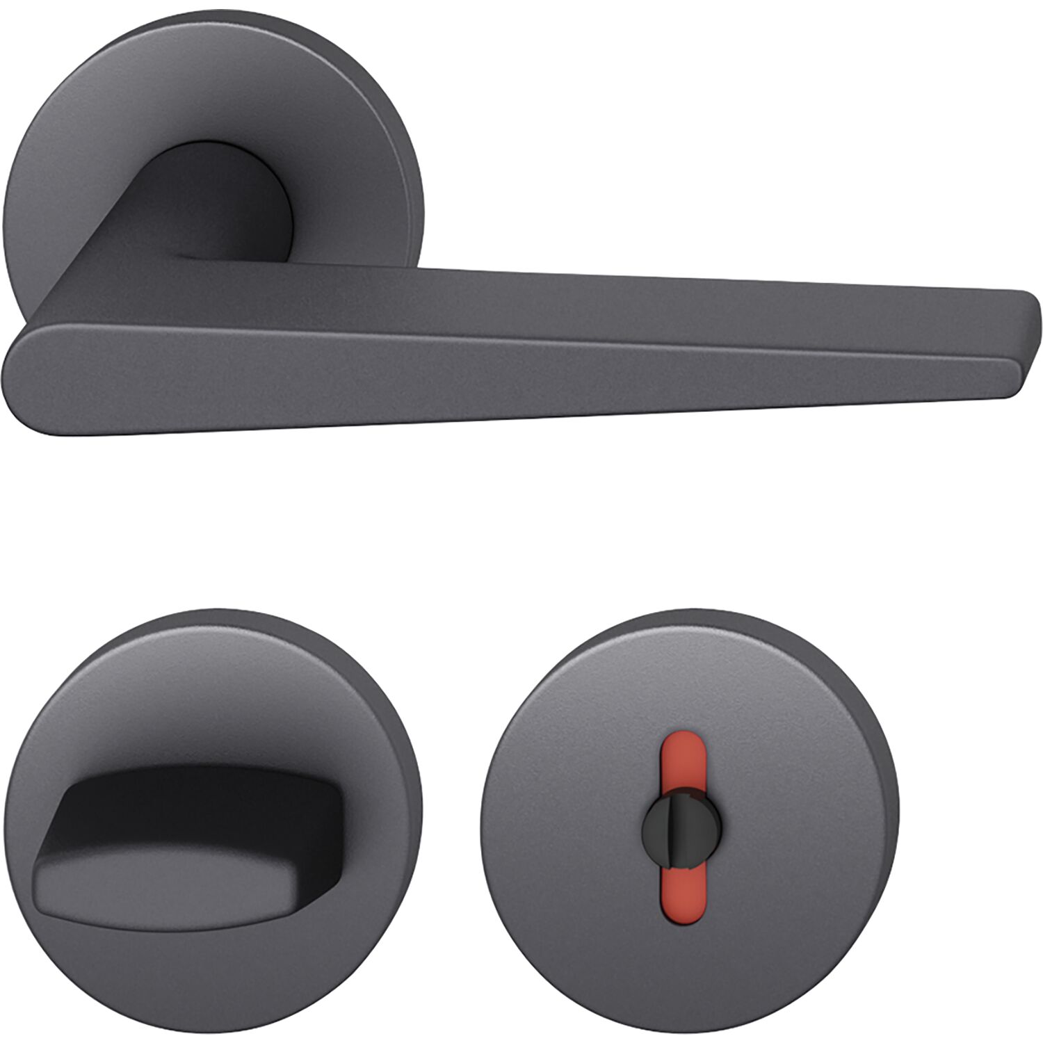FSB Drückergarnitur 12 1005 ASL auf Rosette WC, Aluminium schwarz matt