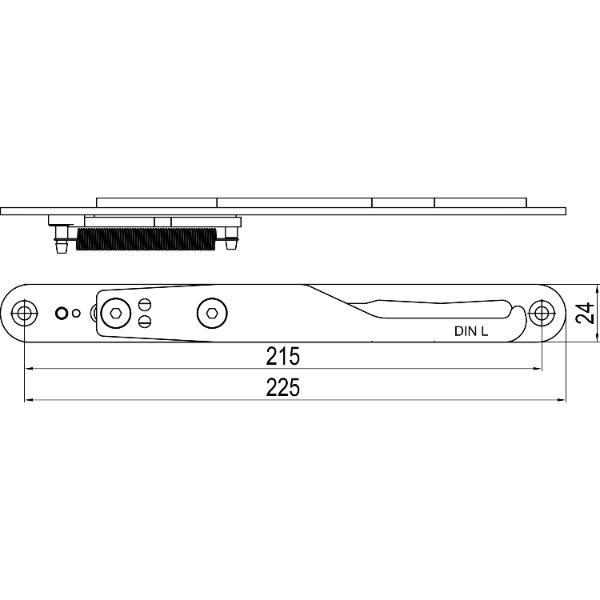 IMH-ABS Mitnehmerhaken GF UNI 24 V Gr.1, 225 x 24 mm,schwarz verzinkt,DIN links