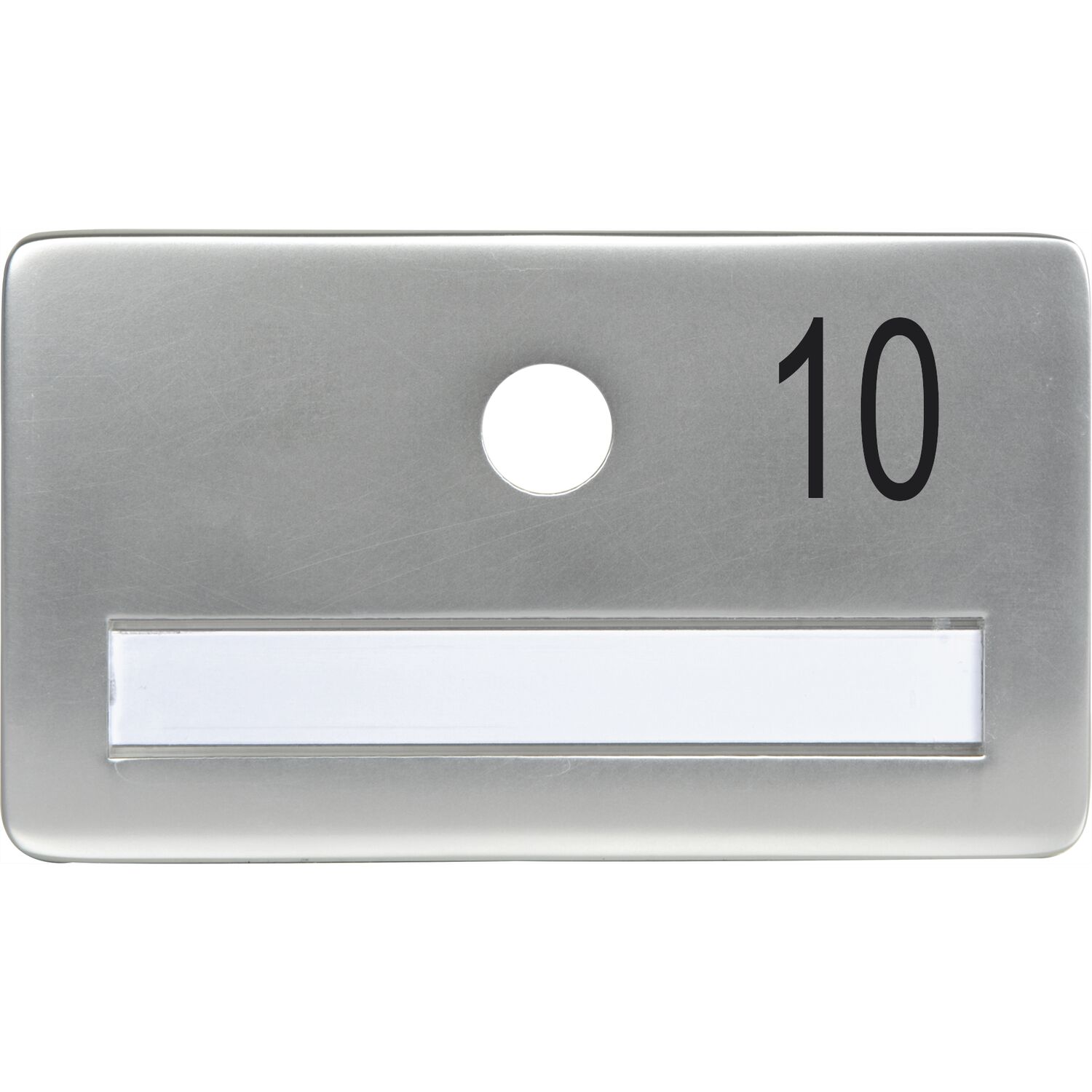 SOLIDO Namensschild ohne Spion, Bohrung ø 14, Alu silber eloxiert, Gravur Nr. 10