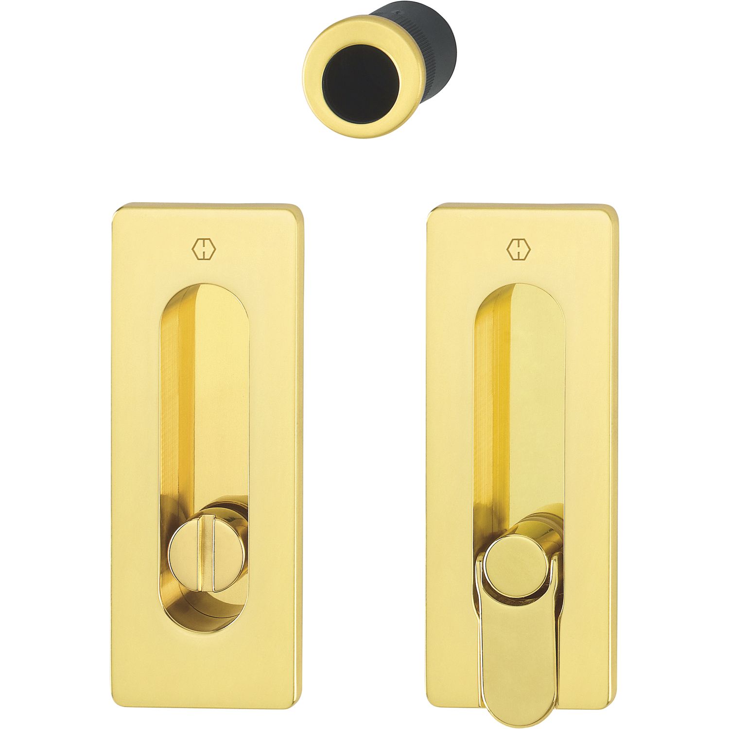 Hoppe HOPPE Schiebetürmuschel Set M464 - WC, eckige Rosette, Messing poliert