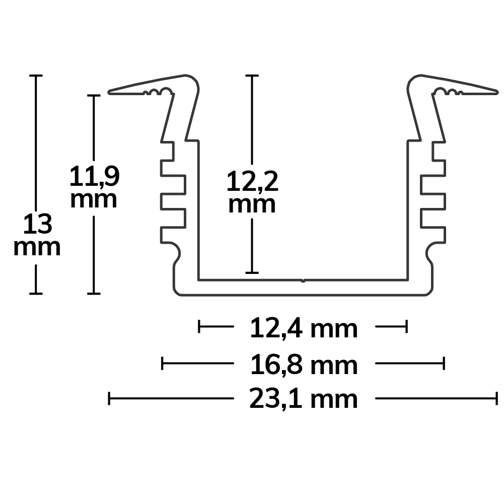 ISOLED LED Einbauprofil DIVE12 Aluminium weiß RAL 9010 200cm