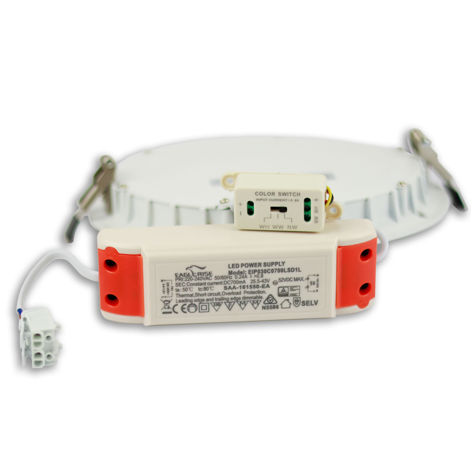 ISOLED LED Downlight 24W ultraflach ColorSwitch 2600|3100|4000K dimmbar