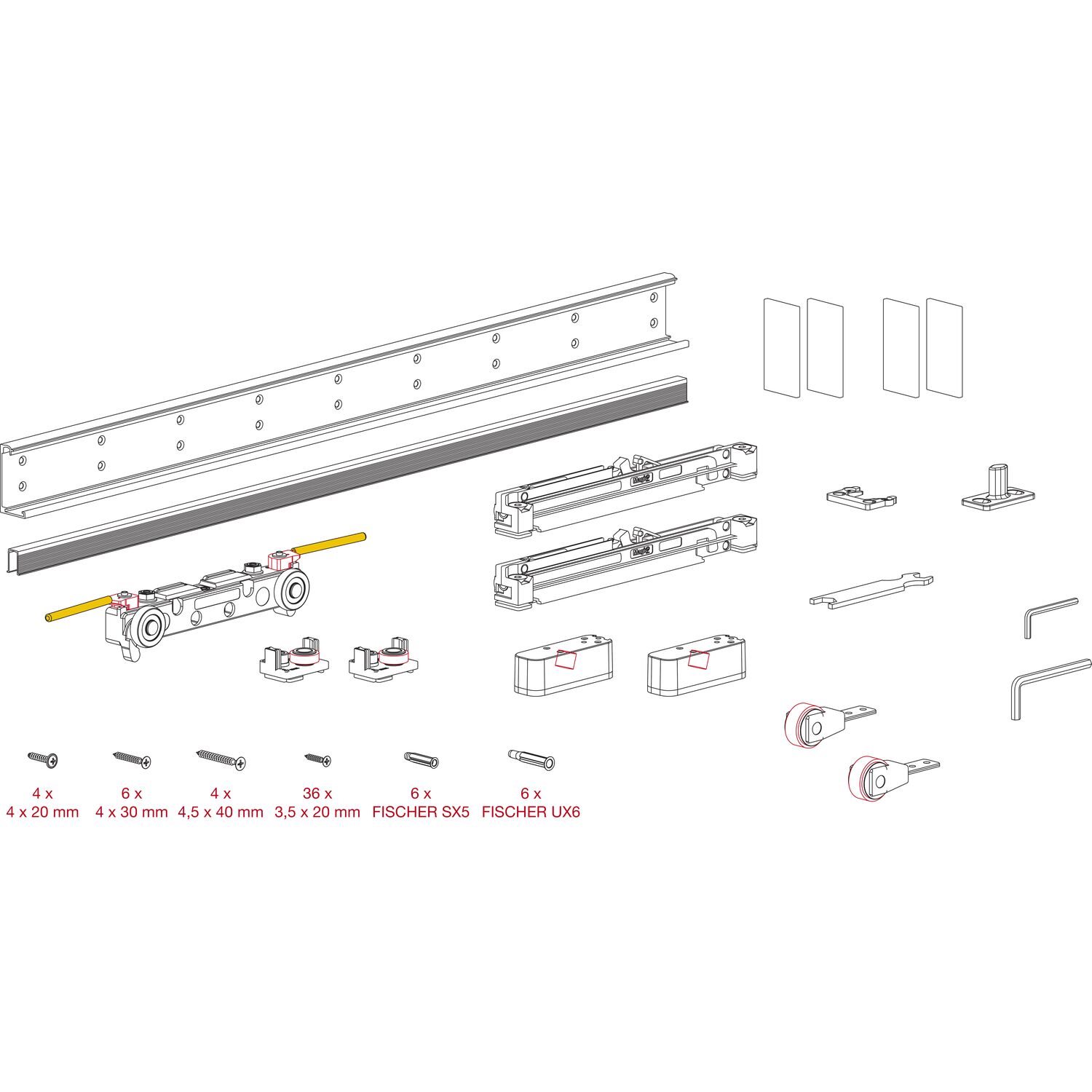 terno TERNO Magic 2 Beschlagset 1-flg. 80 kg Flügelbreite 680-1100 mm