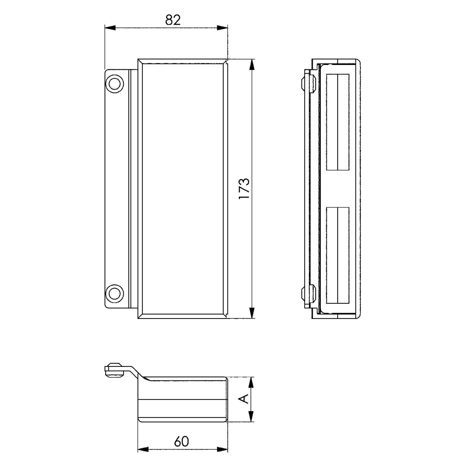 AMF Gegenkasten 146GS schmal für Doppeltore, 173 x 82 x 30mm, Stahl blank