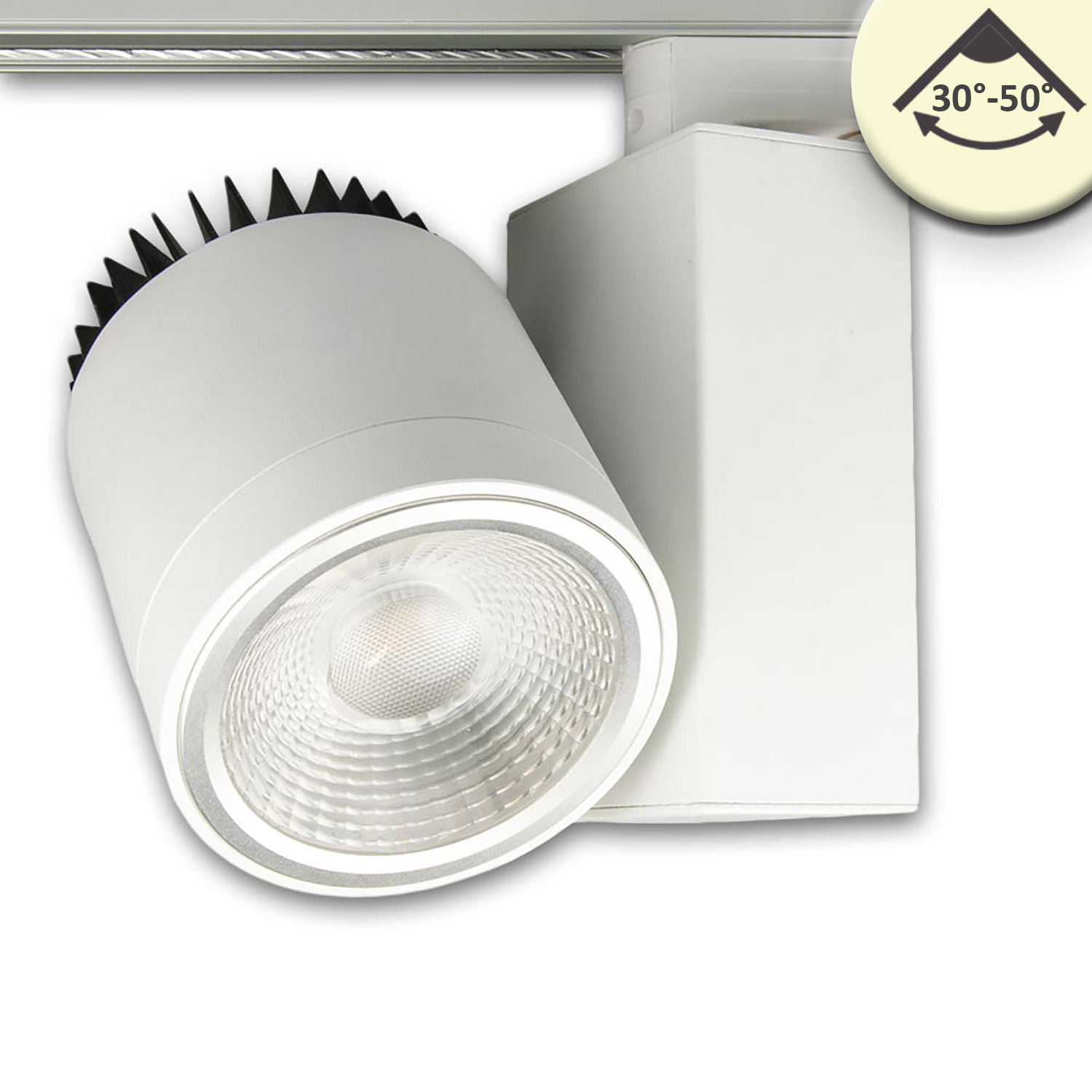 ISOLED 3-Phasen Schienen-Strahler fokussierbar 30W 30°-50° weiß matt 3000K dimmbar