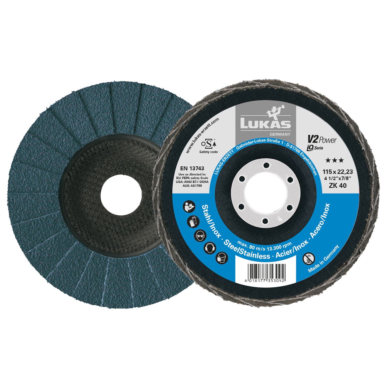Lukas Schleiflamellenteller V2 Power Zirkonkorund ø 125 mm Korn 60