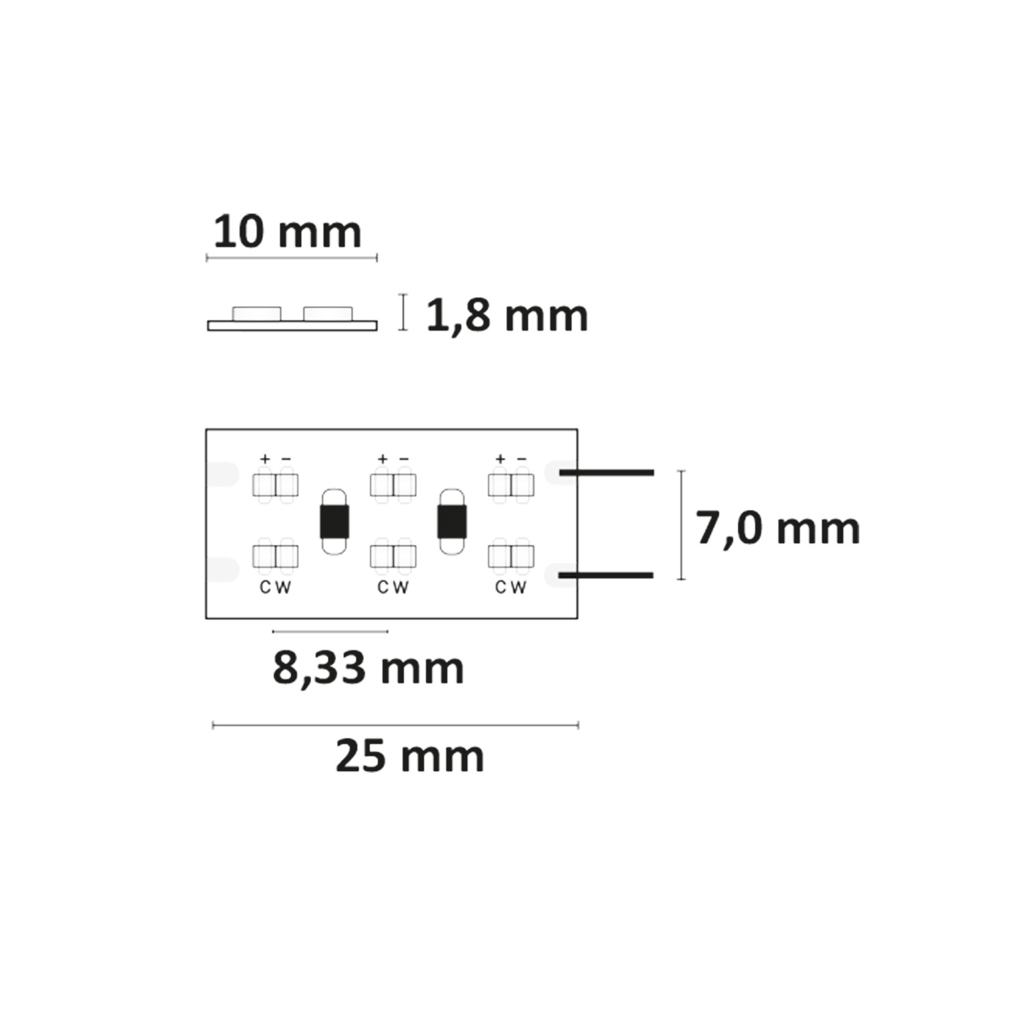 ISOLED LED CRI919/940 MiniAMP CCT Flexband 24V DC 21W IP20 500cm 2 polig Kabel mit Stecker 480 LED/m