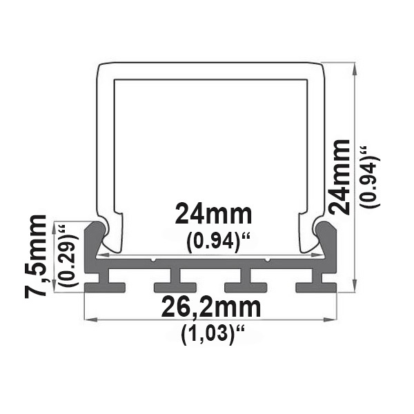 ISOLED Abdeckung eckig frosted für Profil WING L: 200cm