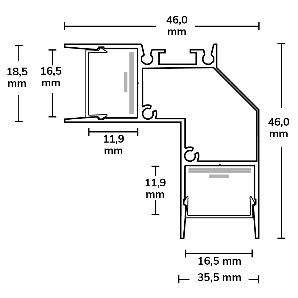 ISOLED LED Eckprofil HIDE ANGLE Aluminium schwarz RAL 9005 200cm