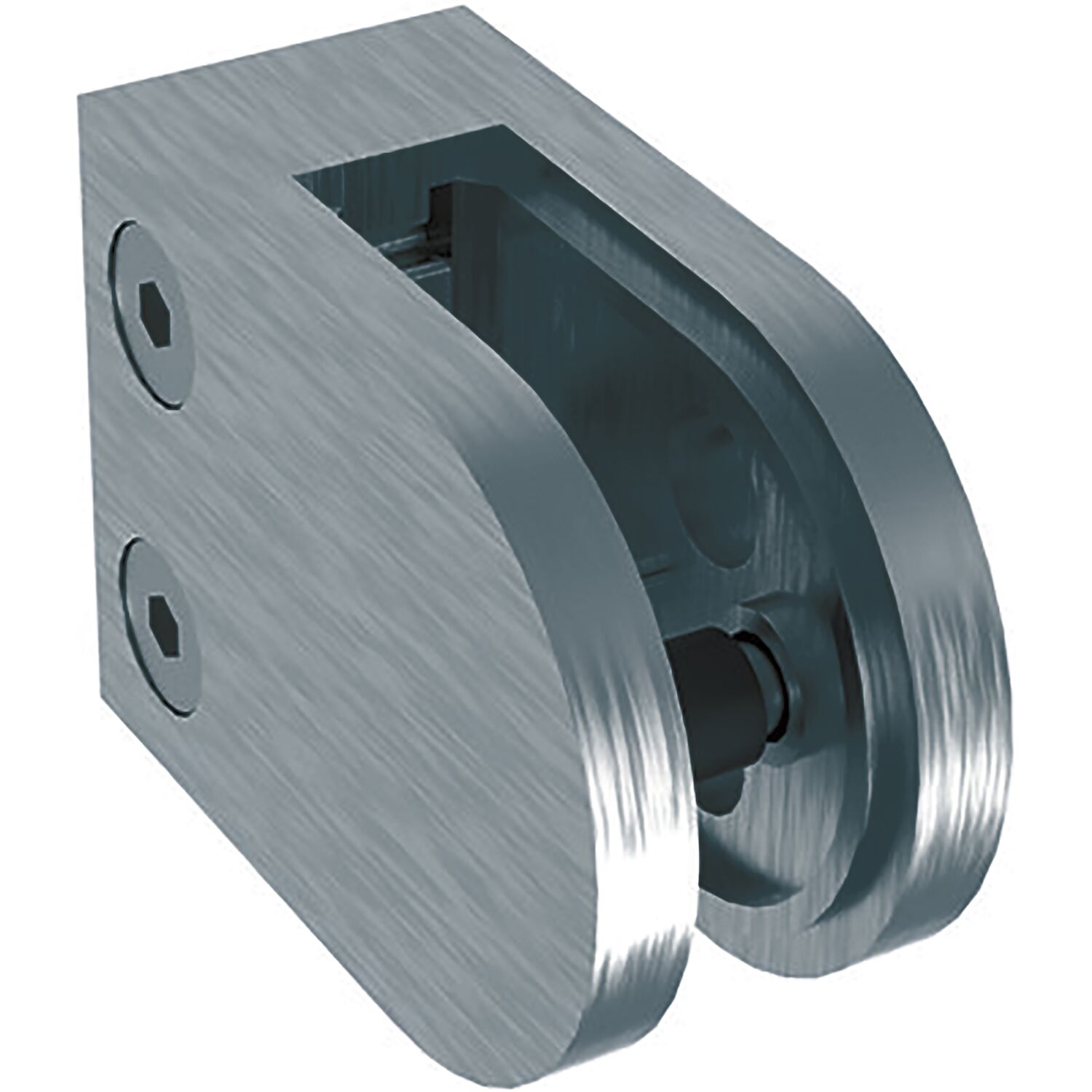 Economy Glasklemmbeschlag Mod. 22 für Vierkantrohr, rund 63 x 45 x 28 mm, Zink