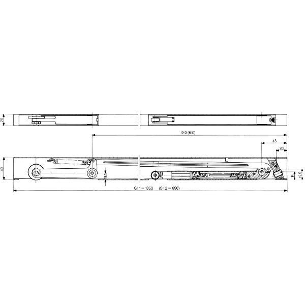 dormakaba DORMA Schließfolgeregler SR 392, Gr. 2 : 650 mm, f. Flügelb. bis 800 mm,verzinkt