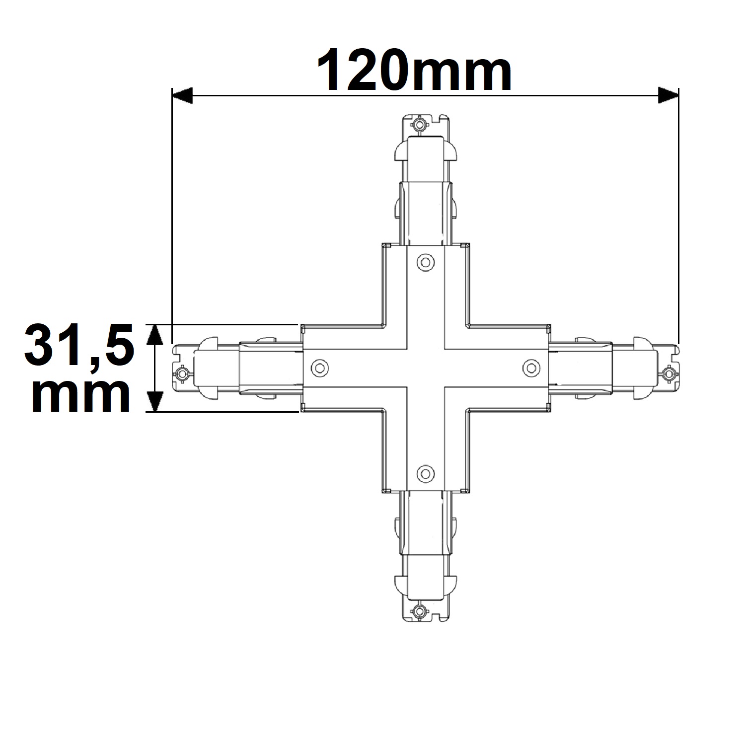 ISOLED 3-Phasen DALI X-Verbinder für Aufbauschiene schwarz
