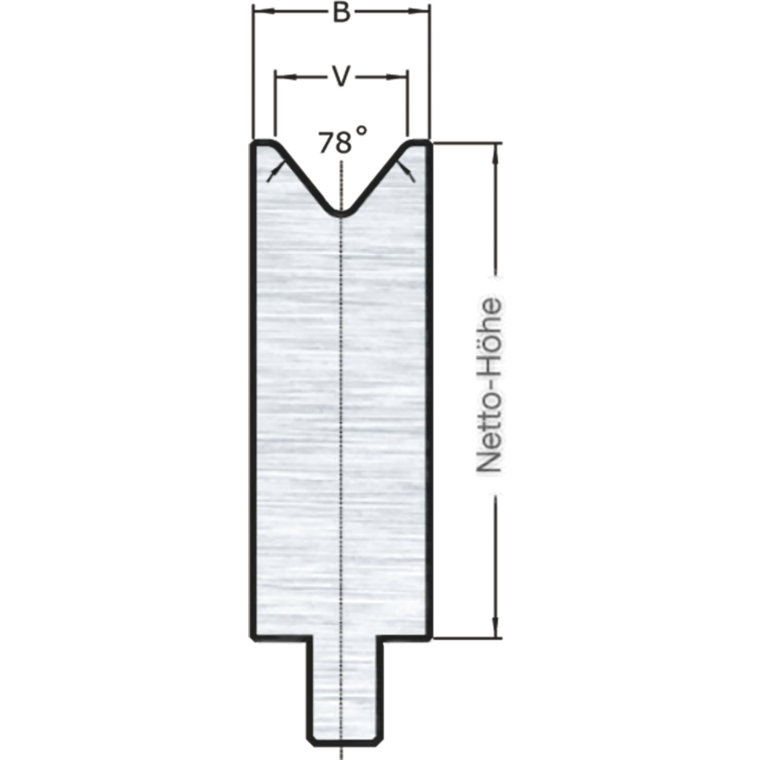 LVD Stone-Radius bei Standard 1-V-Matrize V=60 L=510 78° 2000kN
