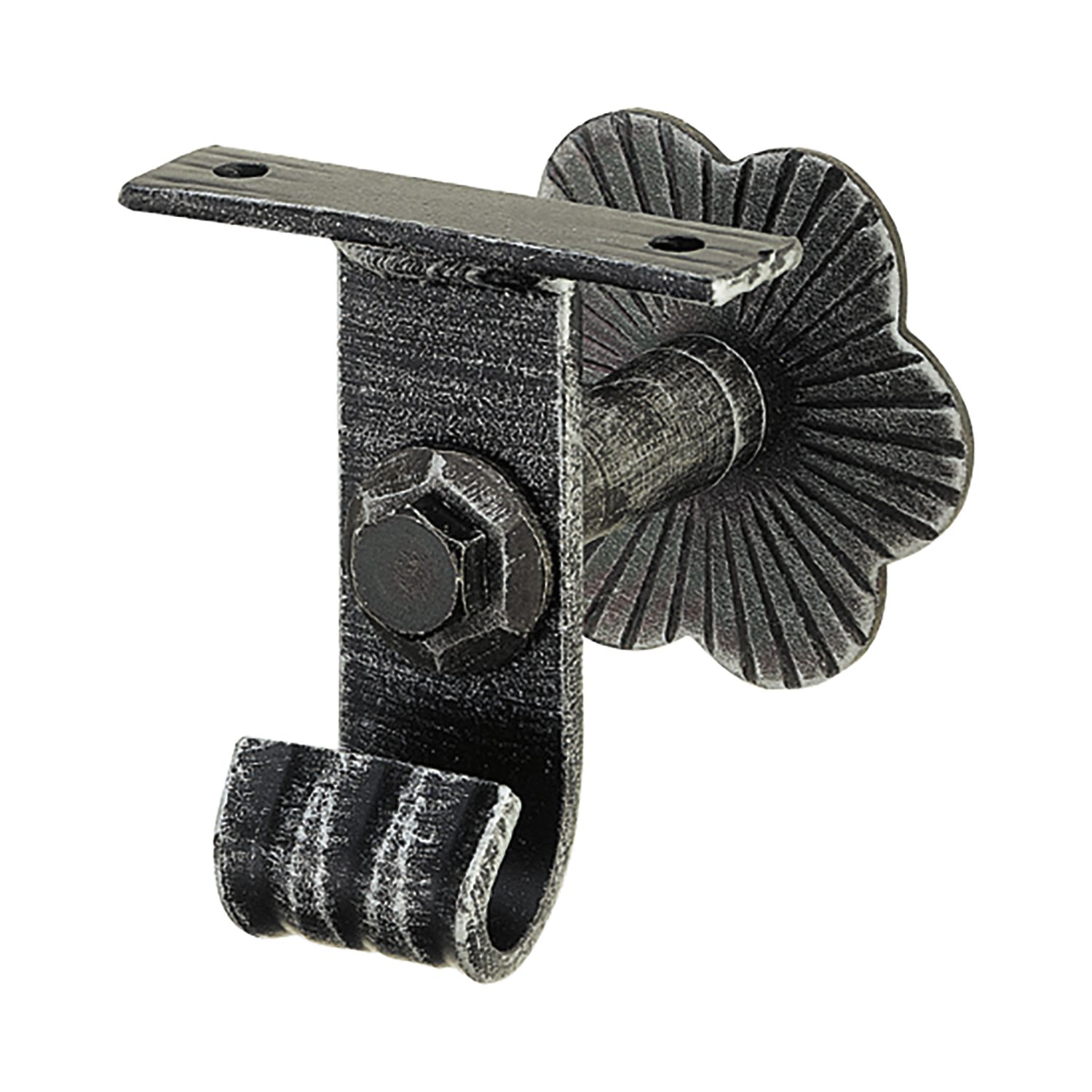 Schösswender Handlaufträger mit Winkel, Wandabstand 60, schwarz lackiert, patiniert