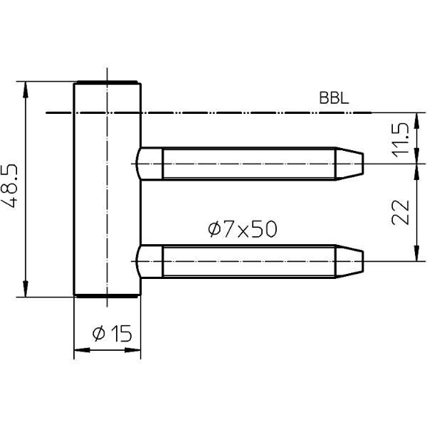 Simonswerk Türband Rahmenteil V 4400 WF, Bandhöhe 48,5 mm, Stahl verzinkt