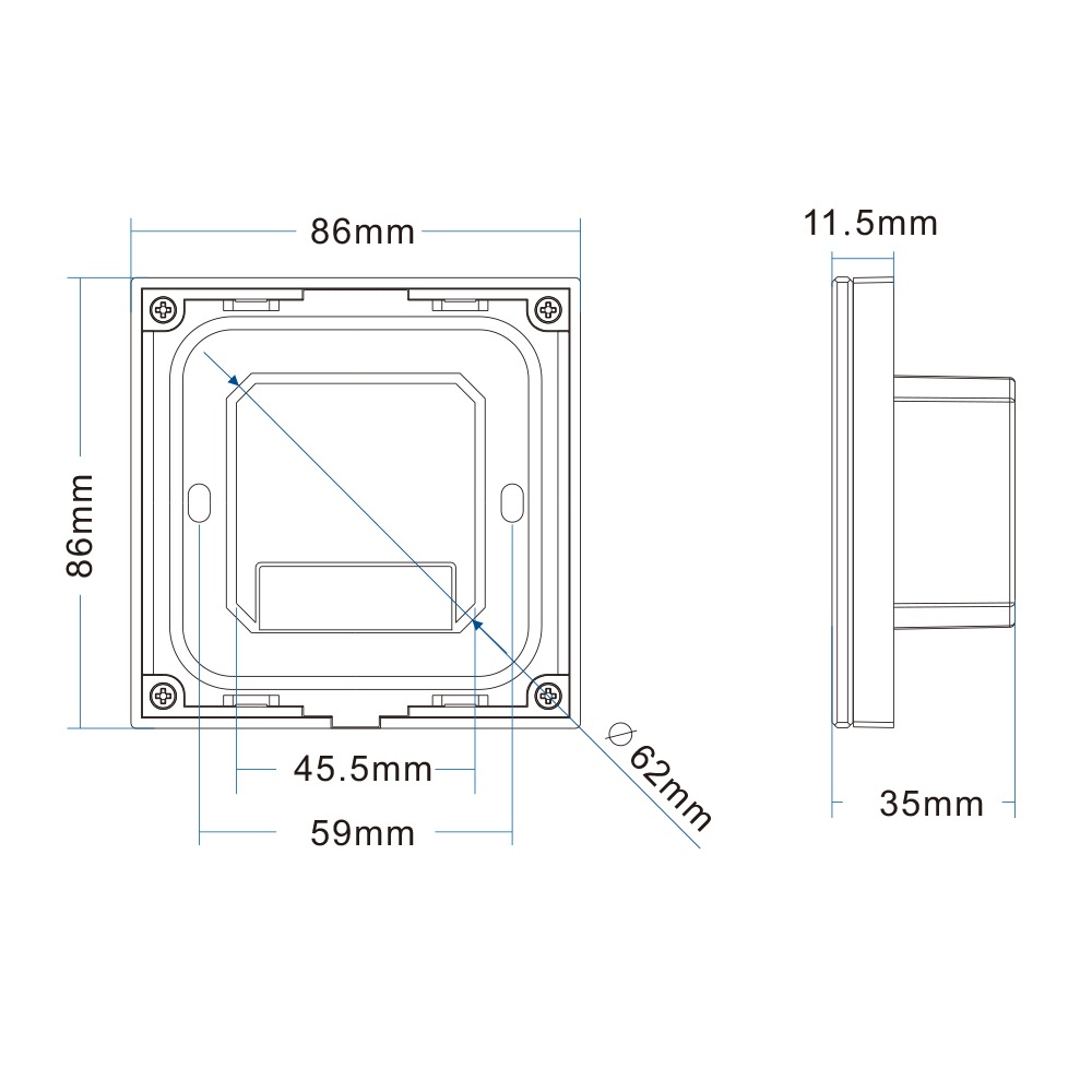 ISOLED Sys-Pro Single Color 3 Zonen Einbau-Touch-Fernbedienung + DMX Output schwarz 230V